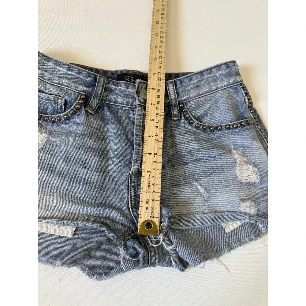 RAILS Austin Studded Denim Shorts Size 25 Mid Rise Raw Hem Button Fly Distressed